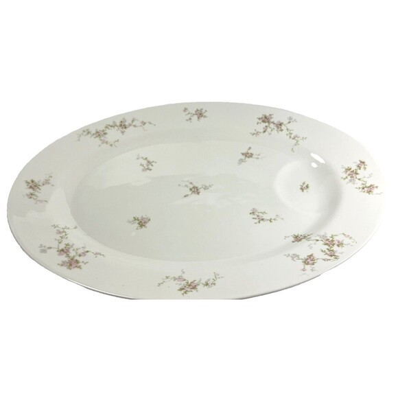 Theodore Haviland Limoges France Pink Spray 16" Oval Platter Antique - Picture 5 of 10